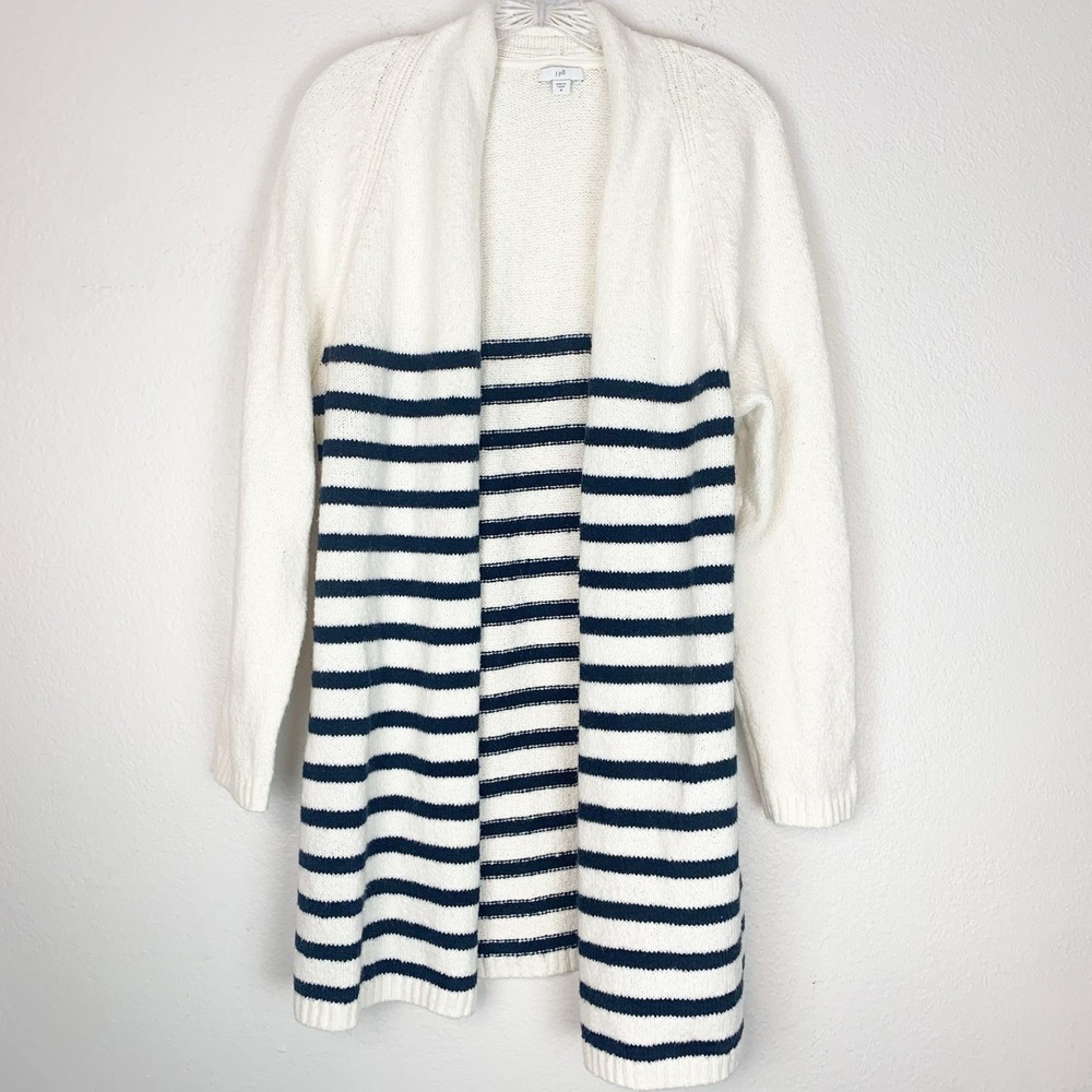 J. Jill Sweater Womens Medium Cardigan Preppy Nautical Classic Cozycore Longline